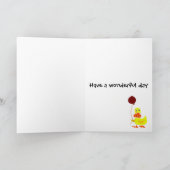Funny Yellow Duck Holding Red Balloon Karte (Innenseite)