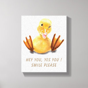 Funny Yellow Duck Playful Wink Canvas Print Lächel Leinwanddruck