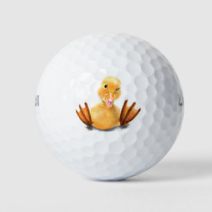 Funny Yellow Duck Playful Wink Golf Balls Golfball