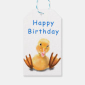 Funny Yellow Duck Playful Wink - Happy Birthday Geschenkanhänger (Rückseite)