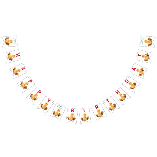 Funny Yellow Duck Playful Wink - Happy Birthday Wimpelkette (Alle)