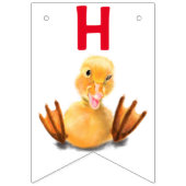 Funny Yellow Duck Playful Wink - Happy Birthday Wimpelkette (Zweite Fahne)