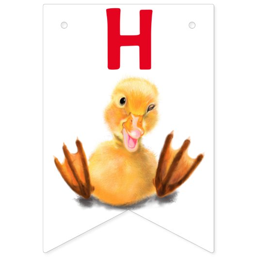 Funny Yellow Duck Playful Wink - Happy Birthday Wimpelkette (Zweite Fahne)