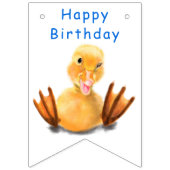 Funny Yellow Duck Playful Wink - Happy Birthday Wimpelkette (Erste Fahne)