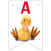 Funny Yellow Duck Playful Wink - Happy Birthday Wimpelkette (Dritte Fahne)