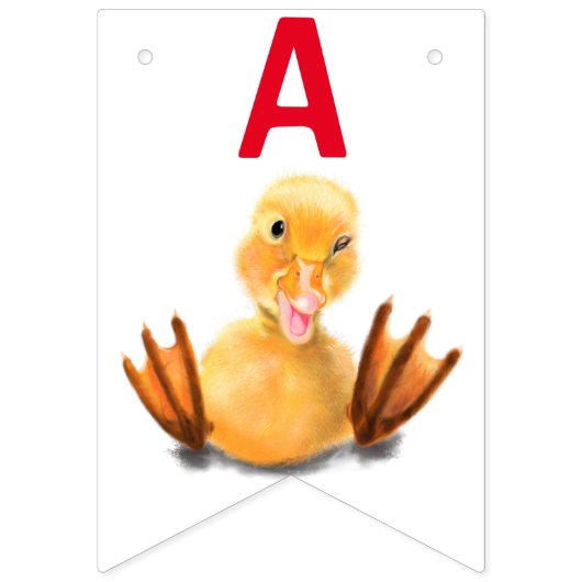 Funny Yellow Duck Playful Wink - Happy Birthday Wimpelkette (Dritte Fahne)