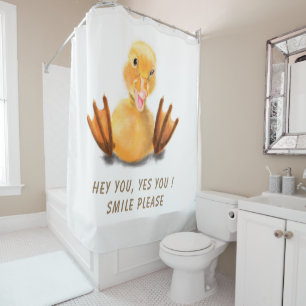 Funny Yellow Duck Playful Wink Happy Lächeln Cart Duschvorhang