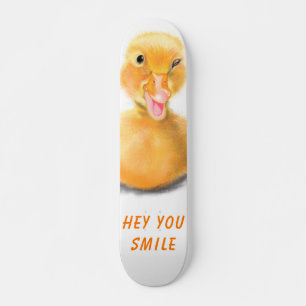 Funny Yellow Duck Playful Wink Happy Lächeln Cart Skateboard