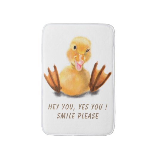 Funny Yellow Duck Playful Wink Happy Lächeln Carto Badematte (Vorderseite Vertikal)