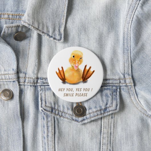 Funny Yellow Duck Playful Wink Happy Lächeln Carto Button (Beispiel)