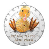 Funny Yellow Duck Playful Wink Happy Lächeln Carto Dartscheibe (vorne)