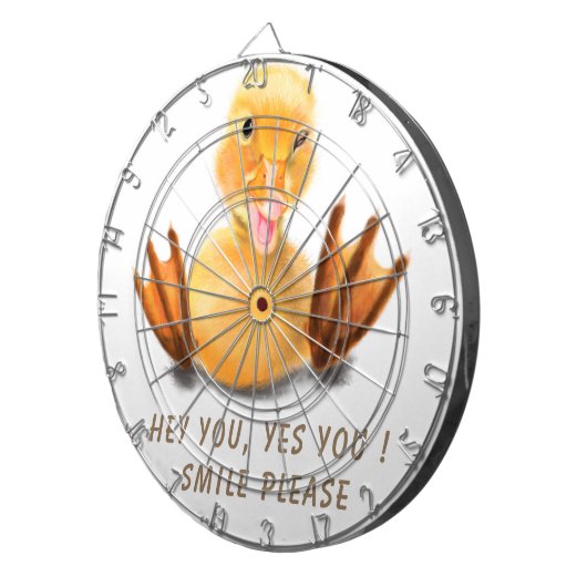 Funny Yellow Duck Playful Wink Happy Lächeln Carto Dartscheibe (Vorderseite rechts)