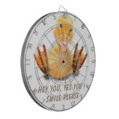 Funny Yellow Duck Playful Wink Happy Lächeln Carto Dartscheibe (Vorderseite Links)