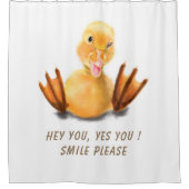 Funny Yellow Duck Playful Wink Happy Lächeln Carto Duschvorhang (Vorderseite)