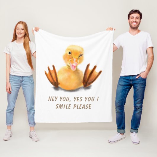 Funny Yellow Duck Playful Wink Happy Lächeln Carto Fleecedecke (Beispiel)