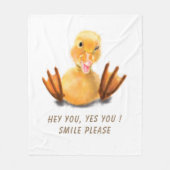 Funny Yellow Duck Playful Wink Happy Lächeln Carto Fleecedecke (Vorderseite)