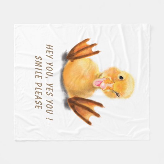 Funny Yellow Duck Playful Wink Happy Lächeln Carto Fleecedecke (Vorderseite (Horizontal))