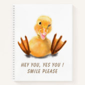 Funny Yellow Duck Playful Wink Happy Lächeln Carto Notizblock (Vorderseite)