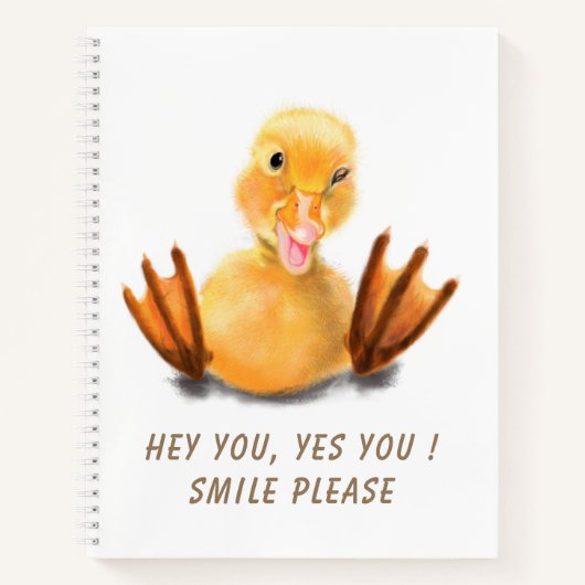Funny Yellow Duck Playful Wink Happy Lächeln Carto Notizblock (Vorderseite)