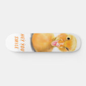 Funny Yellow Duck Playful Wink Happy Lächeln Carto Skateboard (Horizontal)