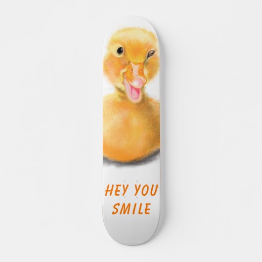 Funny Yellow Duck Playful Wink Happy Lächeln Carto Skateboard (Vorne)
