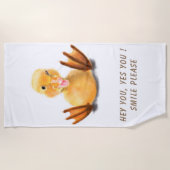 Funny Yellow Duck Playful Wink Happy Lächeln Carto Strandtuch (Vorderseite)