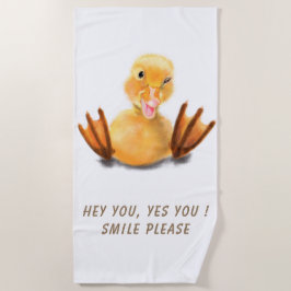Funny Yellow Duck Playful Wink Happy Lächeln Carto Strandtuch