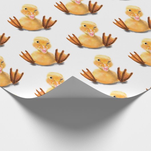 Funny Yellow Duck Playful Wink Happy Lächeln Geschenkpapier (Ecke)