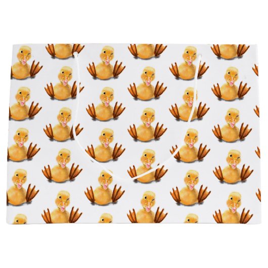 Funny Yellow Duck Playful Wink - Happy Lächeln Große Geschenktüte (Vorderseite)