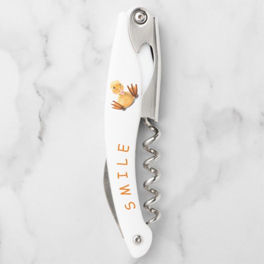 Funny Yellow Duck Playful Wink - Happy Lächeln Kellnermesser (Rückseite)