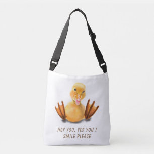 Funny Yellow Duck Playful Wink Happy Lächeln  Tragetaschen Mit Langen Trägern