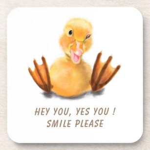 Funny Yellow Duck Playful Wink Happy Lächeln Unter Getränkeuntersetzer
