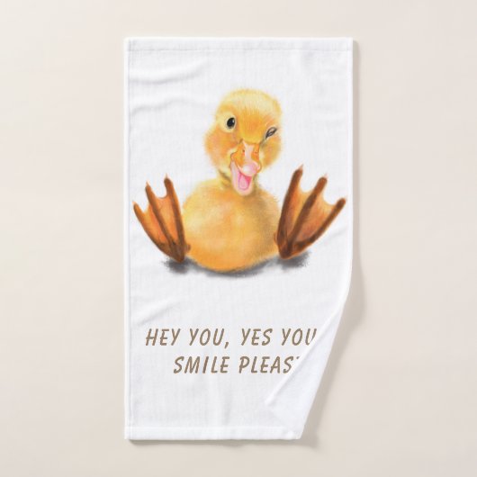Funny Yellow Duck Playful Wink Smile - Benutzerdef Badhandtuch Set (Handtuch)
