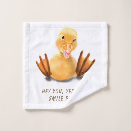 Funny Yellow Duck Playful Wink Smile - Benutzerdef Badhandtuch Set (Waschlappen)