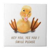 Funny Yellow Duck Playful Wink Smile - Benutzerdef Fliese (Vorderseite)