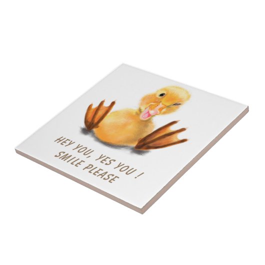 Funny Yellow Duck Playful Wink Smile - Benutzerdef Fliese (Seite)