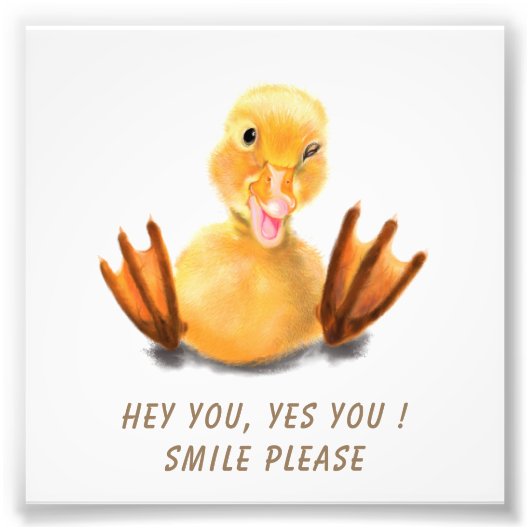 Funny Yellow Duck Playful Wink Smile - Benutzerdef Fotodruck (Vorne)