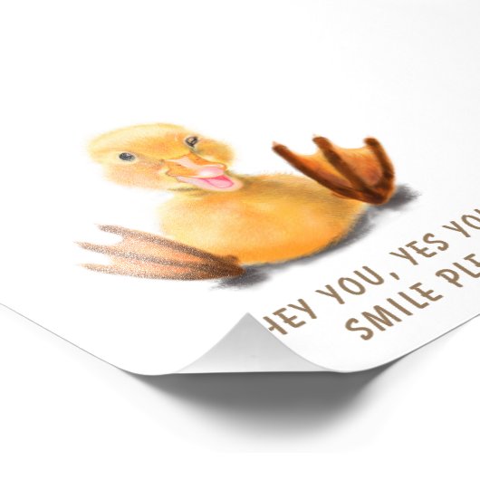Funny Yellow Duck Playful Wink Smile - Benutzerdef Fotodruck (Ecke)