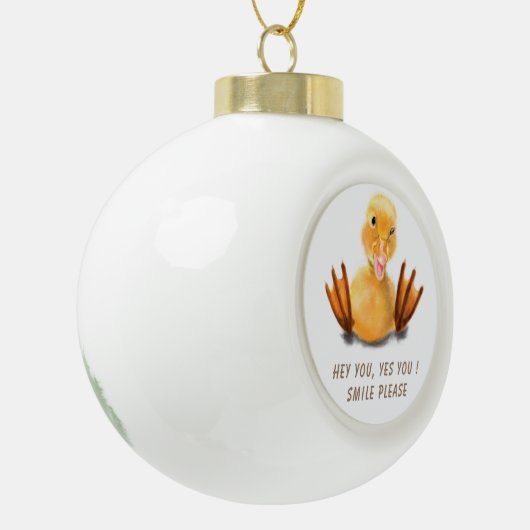 Funny Yellow Duck Playful Wink Smile - Benutzerdef Keramik Kugel-Ornament (Links)