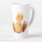 Funny Yellow Duck Playful Wink Smile - Benutzerdef Milchtasse (Rechte Ecke)