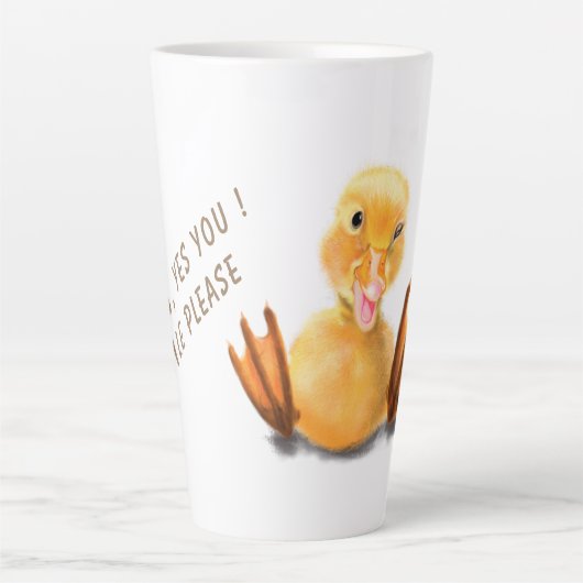 Funny Yellow Duck Playful Wink Smile - Benutzerdef Milchtasse (Vorderseite)