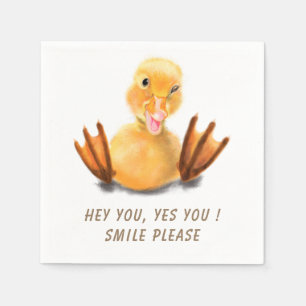Funny Yellow Duck Playful Wink Smile - Benutzerdef Serviette