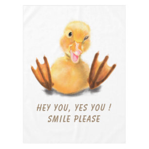 Funny Yellow Duck Playful Wink Smile - Benutzerdef Tischdecke