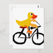 Funny Yellow Duck Riding Bicycle Postkarte (Vorne/Hinten)