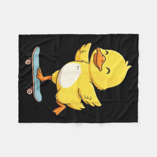 Funny Yellow Duck Skater Skateboard Ballerina Zoo Fleecedecke (Vorderseite (Horizontal))