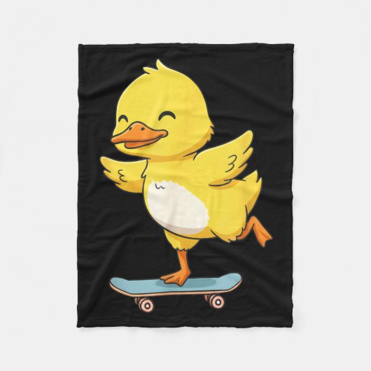 Funny Yellow Duck Skater Skateboard Ballerina Zoo Fleecedecke (Vorderseite)