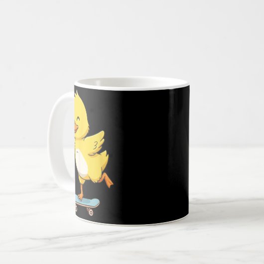Funny Yellow Duck Skater Skateboard Ballerina Zoo Kaffeetasse (Vorderseite Links)