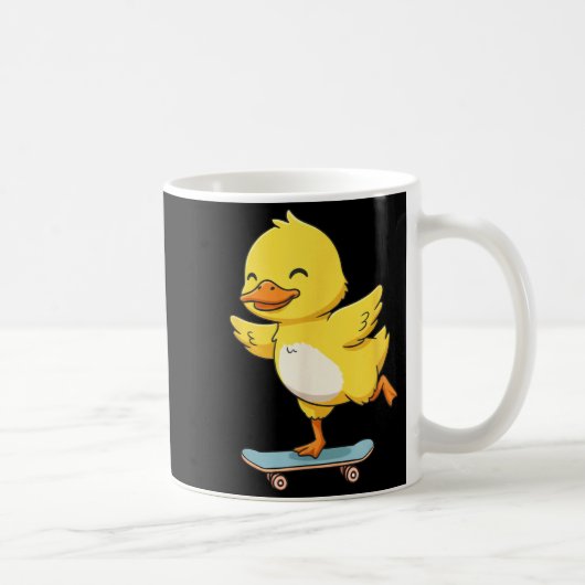 Funny Yellow Duck Skater Skateboard Ballerina Zoo Kaffeetasse (Rechts)