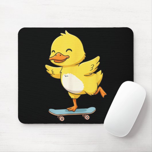 Funny Yellow Duck Skater Skateboard Ballerina Zoo Mousepad (Mit Mouse)