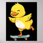 Funny Yellow Duck Skater Skateboard Ballerina Zoo Poster (Vorne)